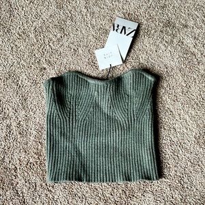 Zara NWT Sweater/Knit Corset Top- Green